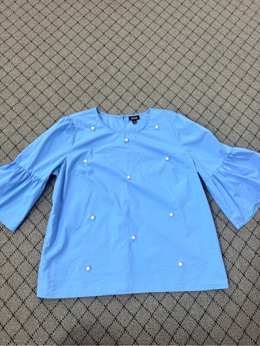 a.n.a Blue Pearl-Accent Sleeve Blouse